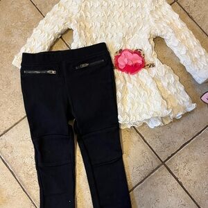 GAP leggings and Kids Cream and cheetah Matching Set
